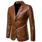 Leather Jacket Men Spring and Autumn 2020 New Men's Fashion PU Leather Jacket Suit Collar Slim Casual Men's Leather Jacket