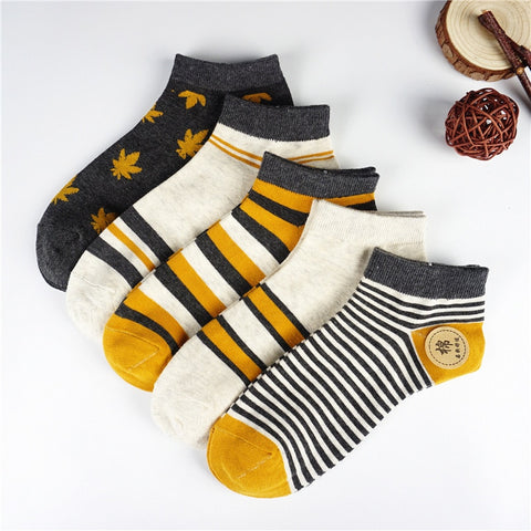 5 pairs a pack 2020 new men color matching boat socks summer leisure short socks breathable sweat-absorbent cotton socks