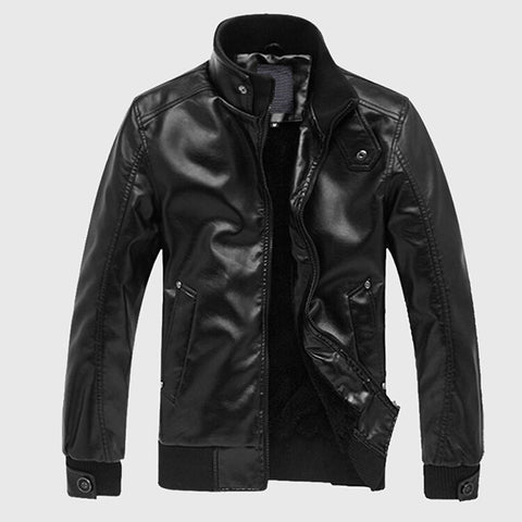 Men's Leather Jackets Men Stand Collar Coats Mens Motorcycle Leather Jacket Casual Slim Brand Clothing