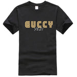 Camiseta de moda para hombre de manga corta de oro Guccy inspirado blanco deporte gris Unisex mujeres hombres ropa deportiva