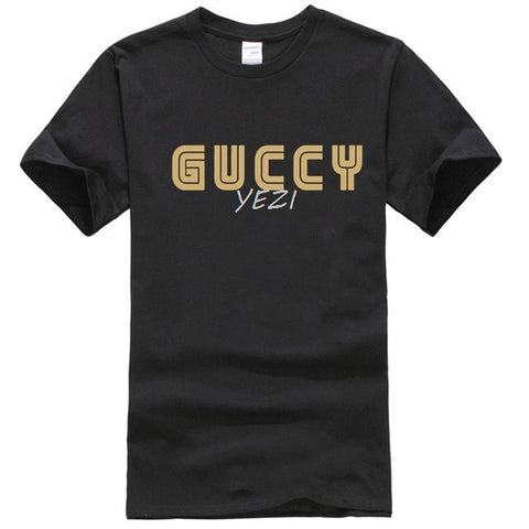 Camiseta de moda para hombre de manga corta de oro Guccy inspirado blanco deporte gris Unisex mujeres hombres ropa deportiva