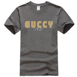 Camiseta de moda para hombre de manga corta de oro Guccy inspirado blanco deporte gris Unisex mujeres hombres ropa deportiva