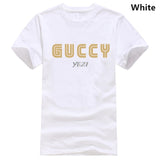 Camiseta de moda para hombre de manga corta de oro Guccy inspirado blanco deporte gris Unisex mujeres hombres ropa deportiva