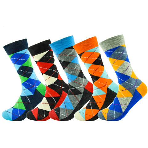 Happy Men Dress Color Graphic Socks Comfortable Pair Roller Skateboard For Causal Reason Funny Wedding Socks Diamond Geometry
