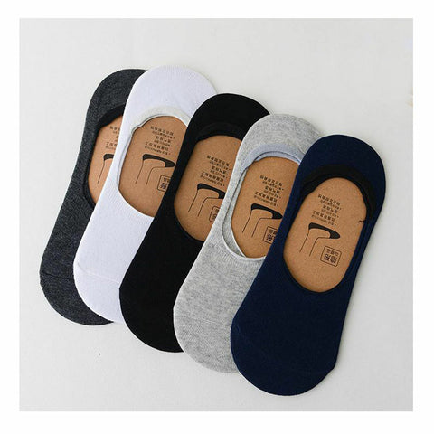 5 Pairs Men Cotton Socks Summer Breathable Invisible Boat Socks Nonslip Loafer Ankle Low Cut Short Sock Male Sox for Shoes