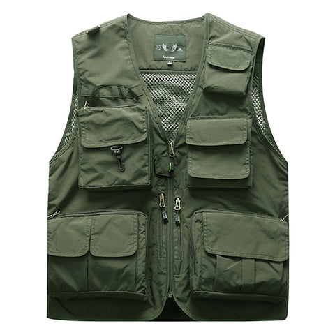 Outdoor Men's Tactical Fishing Vest jacket man Safari Jacket Multi Pockets Sleeveless travel Jackets 5XL 6XL 7XL, 7898m