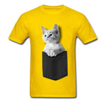 Pocket Kitten Men T Shirts 2018 Newest Party Tops Shirt NEW YEAR DAY 100% Cotton Fabric Crew Neck Sweatshirts Short Sleeve