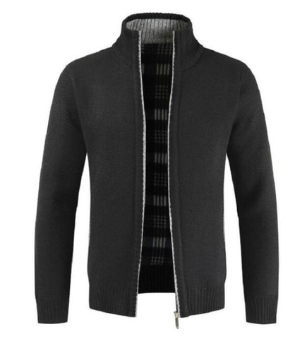 Hot 2020 New Men's Jacket Collar Zipper Jackets Men Solid Cotton Thick Warm Casual Sweater Coat