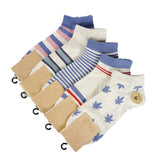 2020 New Fasahion Spring And Summer Men's Boat Socks Casual Socks 5 pairs 1 pack Breathable Cotton Socks Stripes And Maple leaf