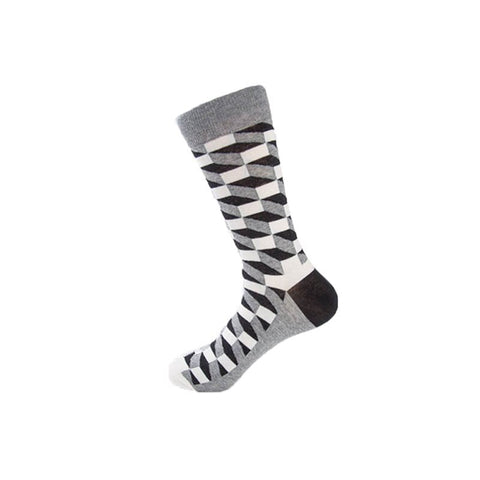 Hot sell mens large size socks high-quality cotton funny socks fashion colourful rectangle sock for men long skateboard sock